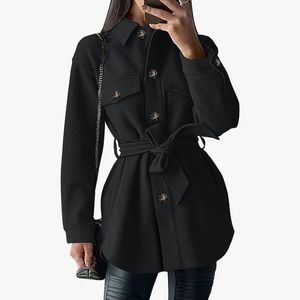 FARYSAYS black Shacket/Jacket for Fall/Winter  thick Button Down. Like new SM